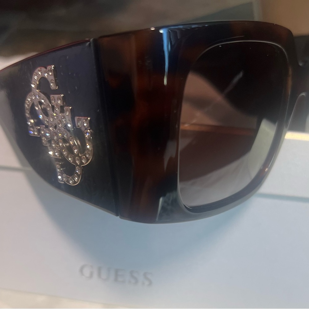 Guess Tortoise Shell Sunglasses with Crystal Logo